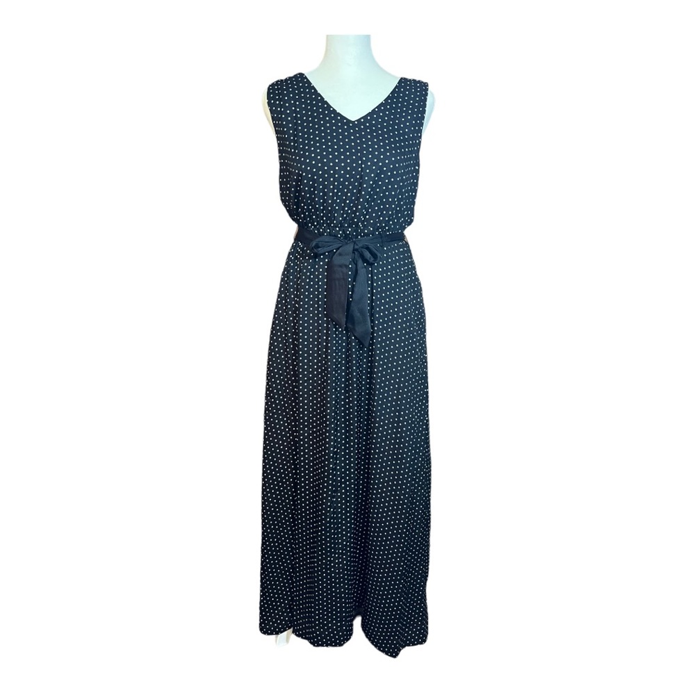 Draper James RSVP Black and White Polka Dot Tie Front maxi dress size medium